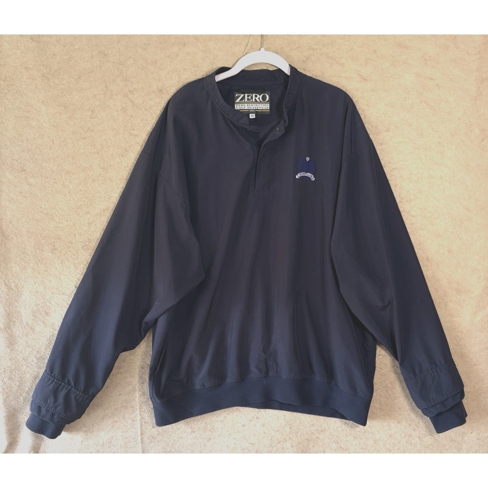 Zero Restriction Golf Jacket Mens Sz‎ XL Blue Windshirt Pockets Lined LOGO